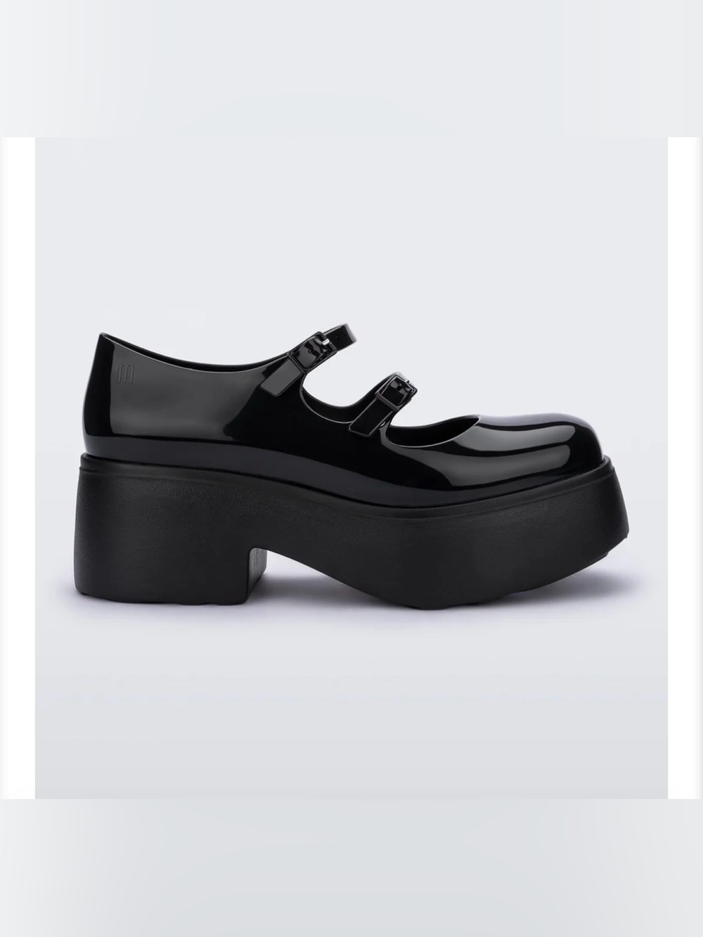 Melissa Farah Black Double-Strap Platform Mary Janes